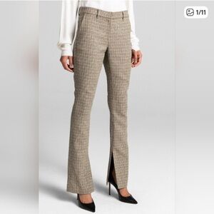 A.L.C. Javier Houndstooth Slit Bootcut Flared Plaid Trousers Size 6
